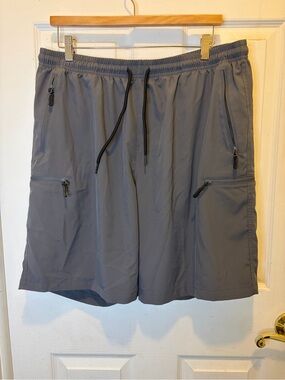 Santiny Men's Athletic Drawstring Cargo Shorts in Gray